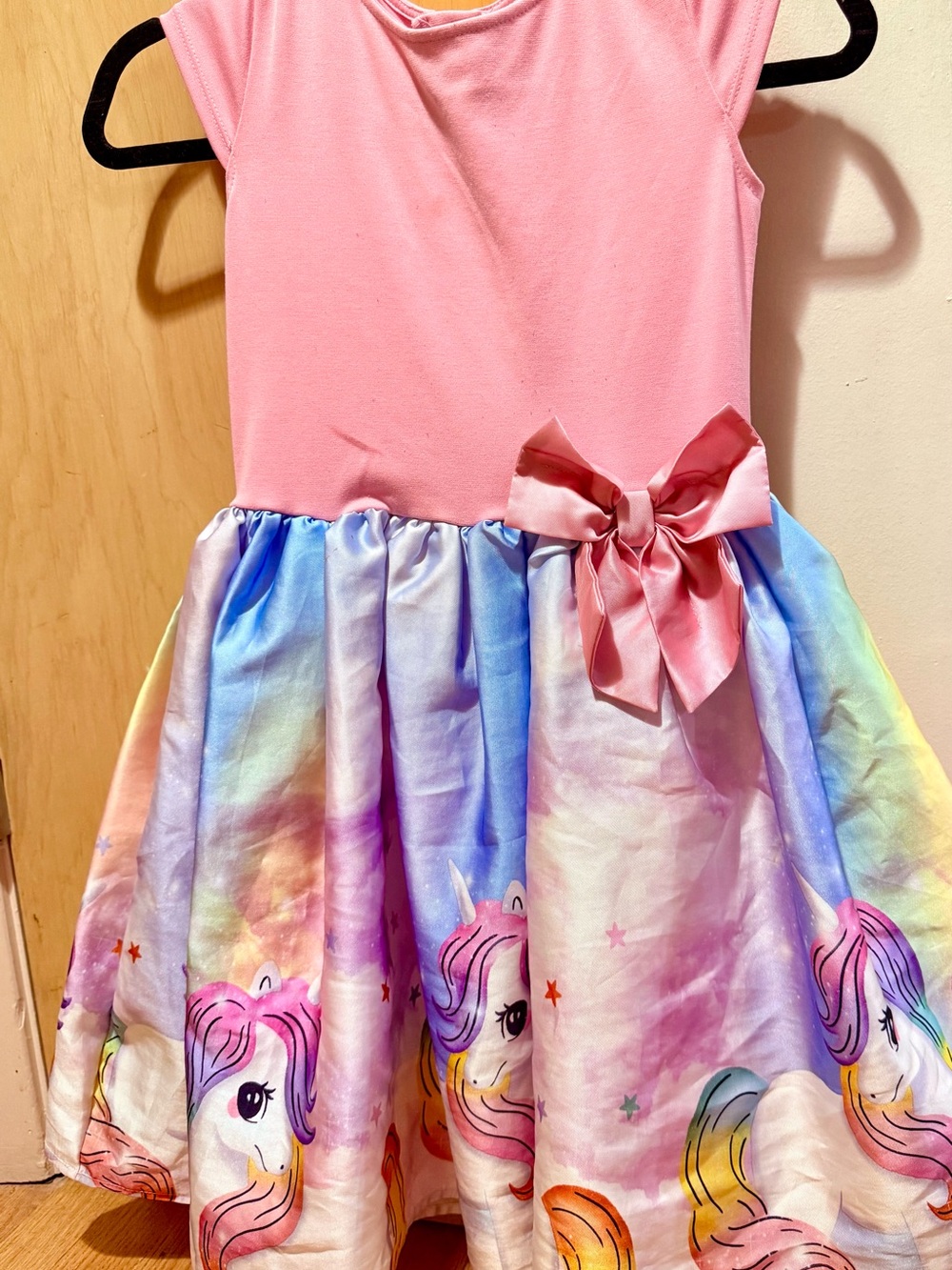 H&M Pink Top Rainbow Unicorn Skirt Dress with Bow